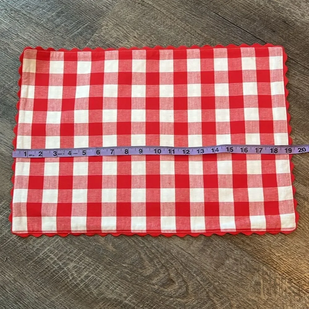 Vintage Red White Gingham Placemat Handmade Farmhouse Picnic Table Decor